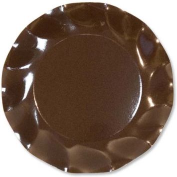 Petites Assiettes Vagues Rondes en Carton Chocolat