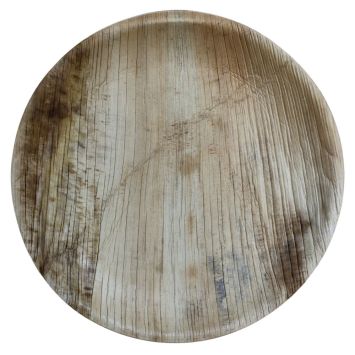 10 assiettes rondes en feuille de palmier - Diamètre 25 cm