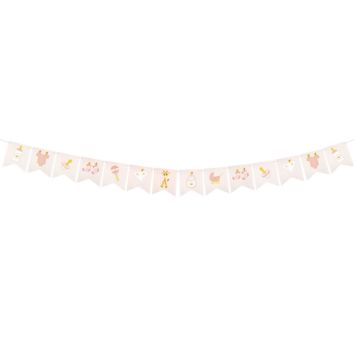 Guirlande avec 14 Fanions en Papier - Baby Shower - Rose| jourdefete.com