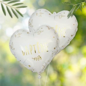 Ballon Métallique - Cœur "Baptême"