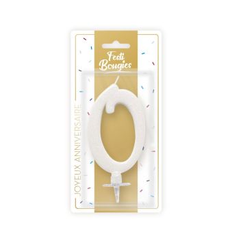 Bougie blanche irisée en forme de chiffre - Chiffre au choix