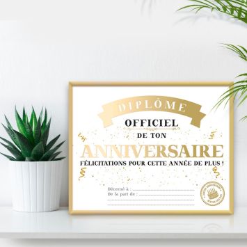 Cadre Diplôme Or Anniversaire