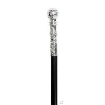 Canne noire avec pommeau métallisé - 92 cm - Couleur au choix