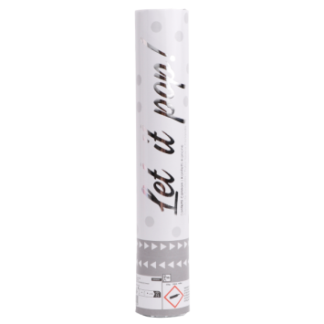 Canon à confettis ronds en papier - 28 cm - Blanc