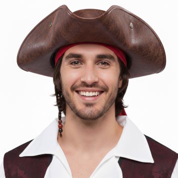 Chapeau de pirate marron pour un déguisement authentique | jourdefete.com
