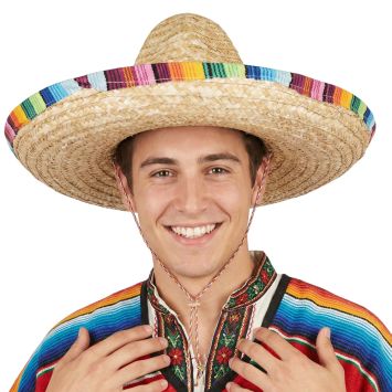 Chapeau sombrero mexicain multicolore en paille