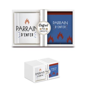 Coffret Cadeau Mug et Chaussettes - Parrain d'Enfer