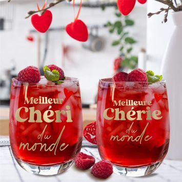 Coffret Duo de verres à eau - Saint-Valentin - Collection Chéri Chérie