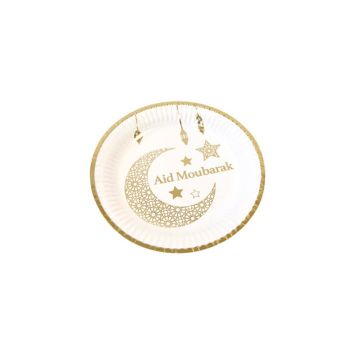 Lot de 6 assiettes en carton - 18 cm - Aid Moubarak | jourdefete.com