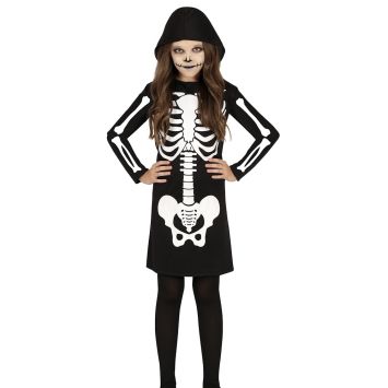 Déguisement de Squelette avec capuche pour fille - Taille au choix