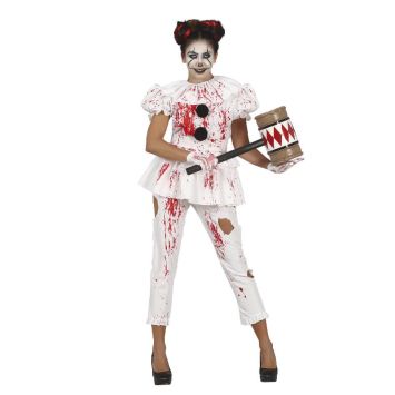 Déguisement Femme - Clown Blanc Ensanglanté - Taille au choix