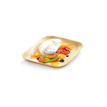6 assiettes carrées en palmier de 24 cm | jourdefete.com