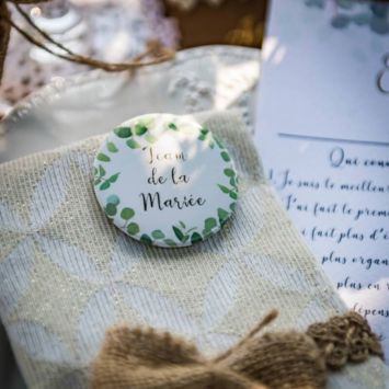 2 Badges "Team de la Mariée" - Collection Eucalyptus