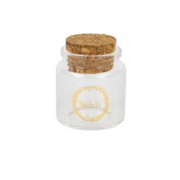 Fiole en Verre avec Bouchon en Liège - Pour La Vie - Or | jourdefete.com