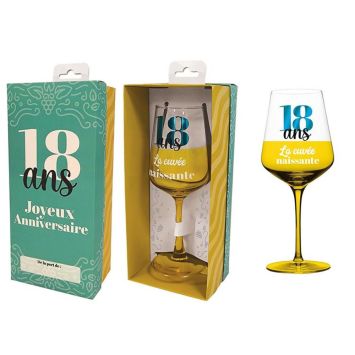 Verre à vin en verre pour anniversaire - Âge au choix