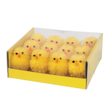 12 poussins décoratifs à poser - 4 x 4 x 4 cm - Pâques