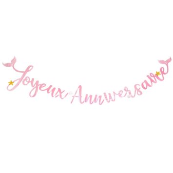 guirlande joyeux anniversaire sirène avec paillettes | jourdefete.com