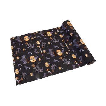 Chemin de table noir d'Halloween en toile - 28 cm x 4 m