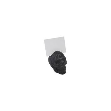 marque-place en résine crâne noir à paillettes | jourdefete.com