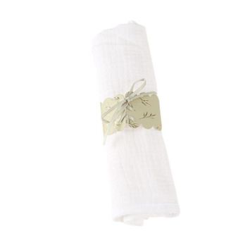 10 ronds de serviette en papier - 16 x 4 cm - Collection Jolis Brins - Vert Sauge et Or