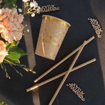 10 Gobelets " Joyeux Anniversaire " - Couleur Kraft