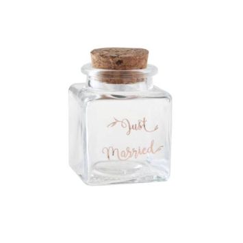 pot carre en verre just married rose gold | jourdefete.com