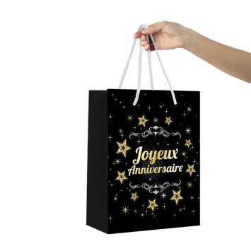 Pochette cadeau dorée - Joyeux Anniversaire - Modèle Grand