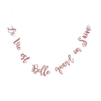guirlande la vie est belle paillettes rose gold | jourdefete.com