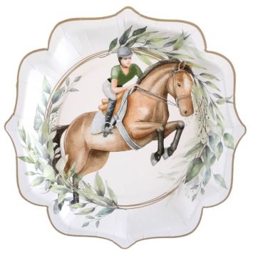 Lot de 10 assiettes - 21 x 21 cm - Hippique | jourdefete.com