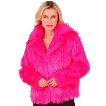 Veste en fausse fourrure fuchsia pour une tenue fun et colorée | jourdefete.com