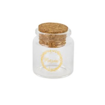Fiole en Verre avec Bouchon en Liège - Marraine - Or | jourdefete.com