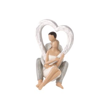 Figurine pour mariage - 9,5 x 10,5 x 14,5 cm - Couple de mariés assis avec cœur