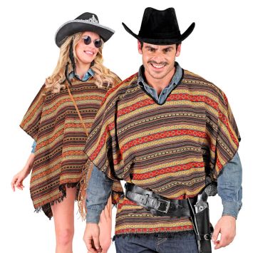 Poncho réversible de Mexicain pour adulte - 100 x 75 cm