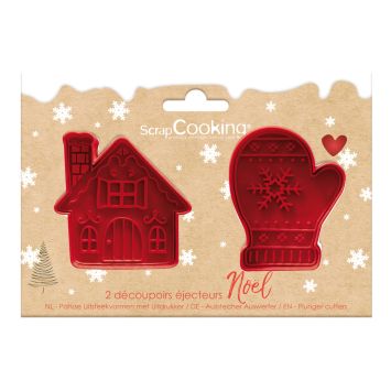 2 découpoirs éjecteurs de Noël pour biscuits en plastique