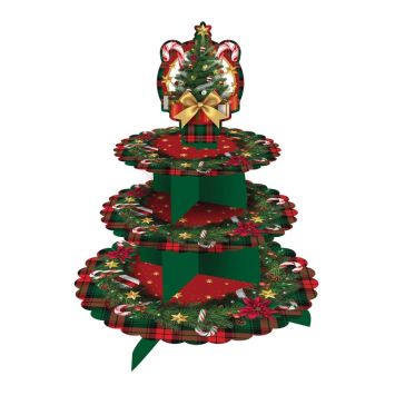 Présentoir à gâteaux de 3 étages - 40 cm - Collection Sapin de Noël
