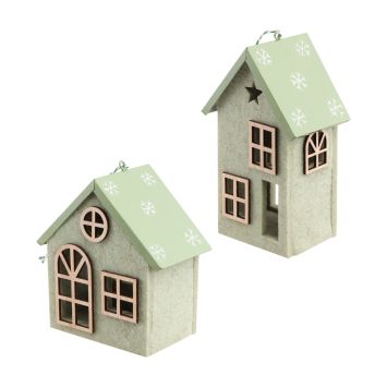 Maison de Noël en feutrine à suspendre - Noël - 9 x 6,3 x 15,5 cm - Modèle Aléatoire