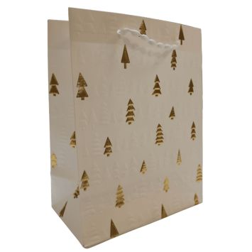 Sac cadeau de Noël en papier - Sapins dorés - Taille S
