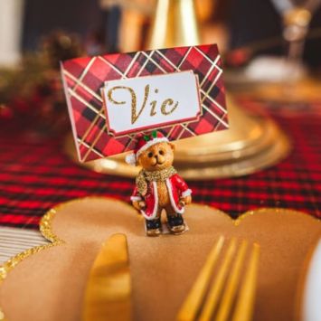 4 Marque-Places Ourson de Noël