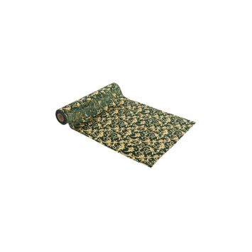 chemin de table velours vert sapin et arabesque or | jourdefete.com