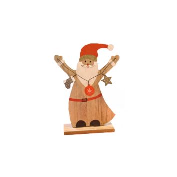 père noël en bois sur socle avec guirlande | jourdefete.com