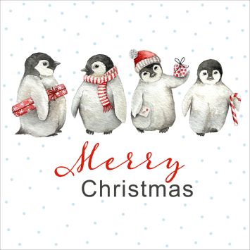 20 serviettes en papier - Noël - 33 x 33 cm - Atelier "Bambins Pingouins"