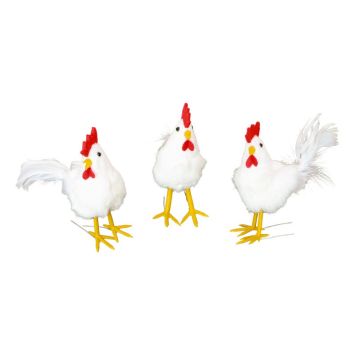 Poule blanche sur pattes pour Pâques - 5 x 12 x 11 cm - Modèle Aléatoire