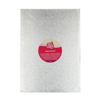 Semelle à gâteau rectangulaire argentée 35x25 cm pour sublimer vos gâteaux | jourdefete.com