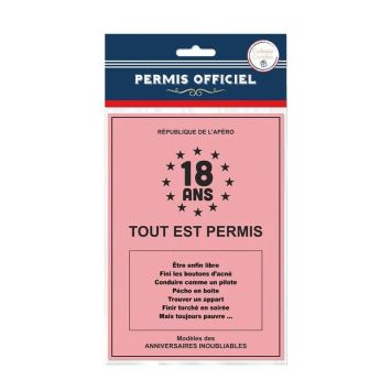 Un permis des 18 ans délivré par la république de l'apéro | jourdefete.com