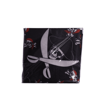 Bandana noir de pirate avec têtes de mort pour un déguisement authentique | jourdefete.com