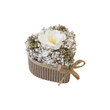Pot kraft cœur avec graminées et aubépine blanche, déco champêtre | jourdefete.com