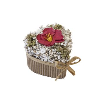 Pot kraft avec graminées et aubépine en forme de cœur - 6,5 x 7 x 7 cm - Couleur au choix