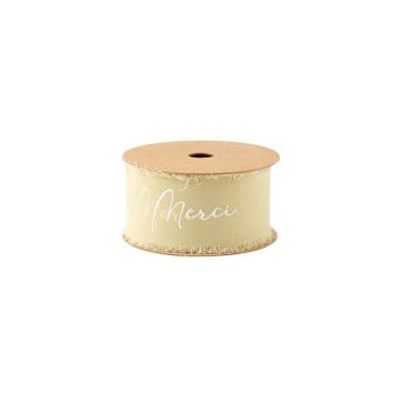 Ruban effiloché en mousseline de soie - Merci - Couleur au choix