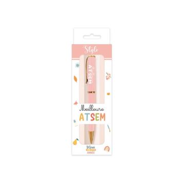 Stylo rose de la Meilleure ATSEM encre noire