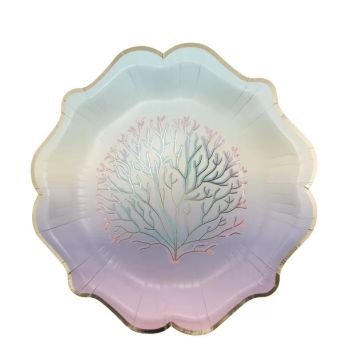 8 assiettes en carton collection anniversaire sirène pastel